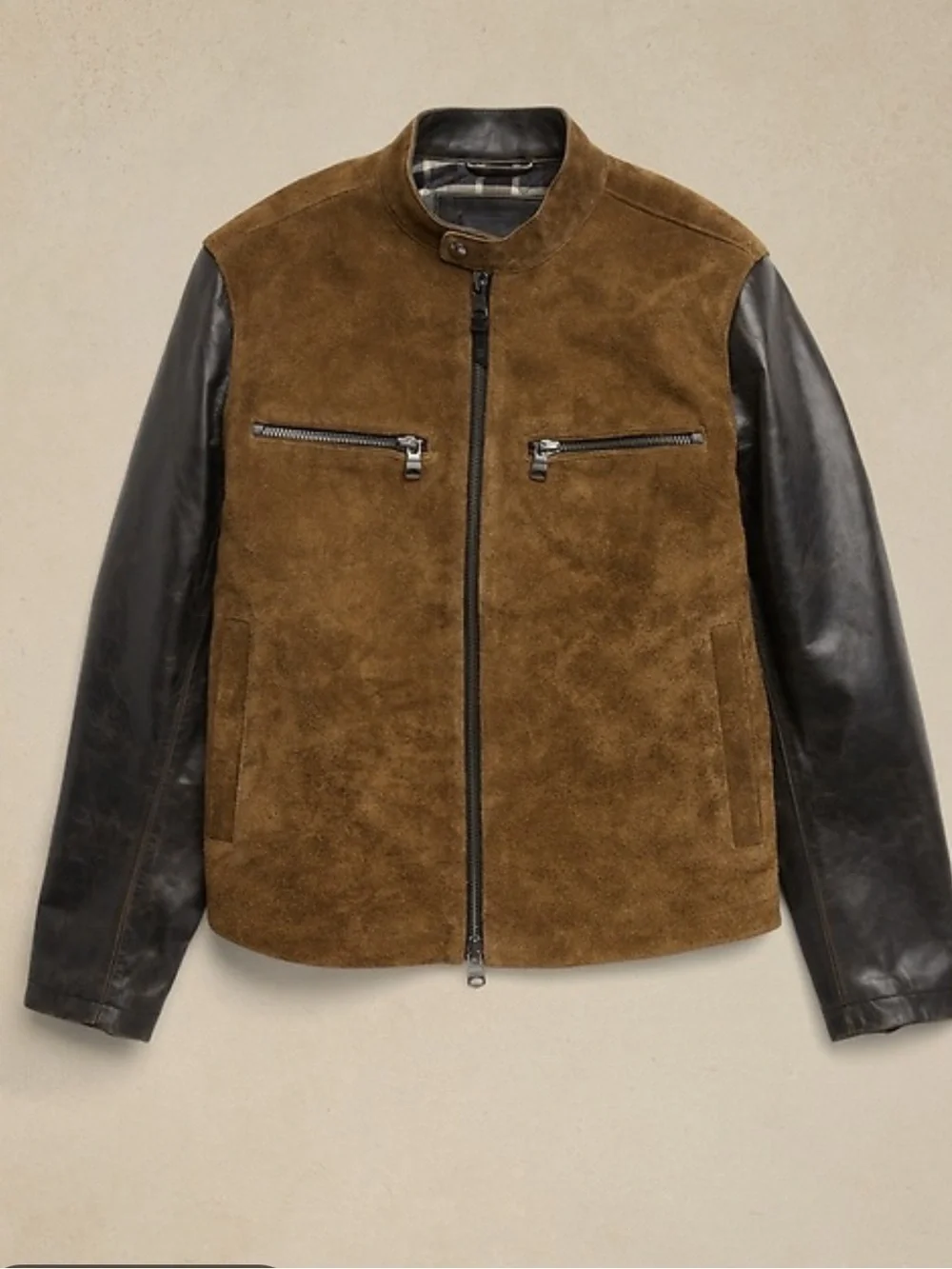 Men's Suede & Leather Pacer Bomber Jacket - Tan/Brown NWT 1371